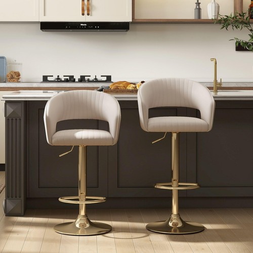 Cream leather swivel - leather, bar